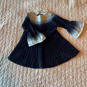 Janie and Jack Navy and Light Blue Knit Dress